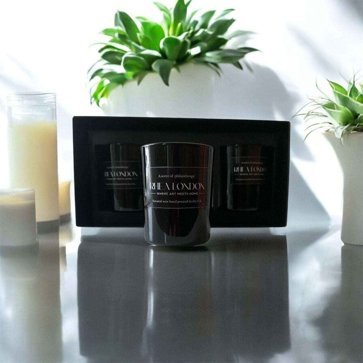 votive natural wax black luxury candle