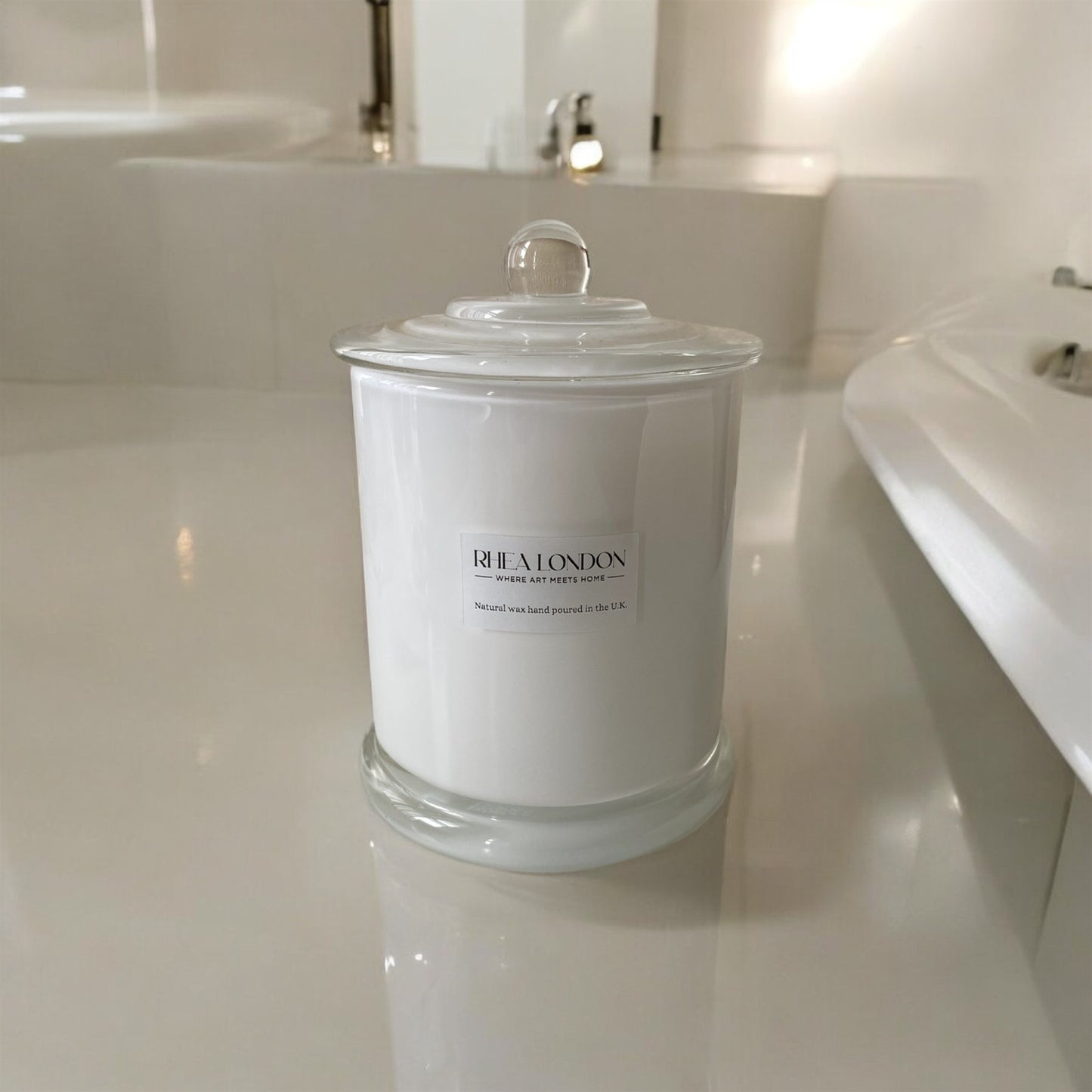 Citrus & Basil & Amberwood 350g White Natural Wax Scented Candle